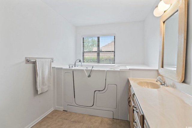 1468 Fox Hollow Way N, Myrtle Beach, SC 29582 - bathroom with vanity, a bath, tile patterned floors, and baseboards