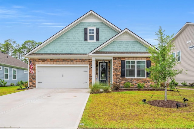 1523 Wood Stork Dr, Conway, SC 29526 - craftsman house with stone siding and a front yard