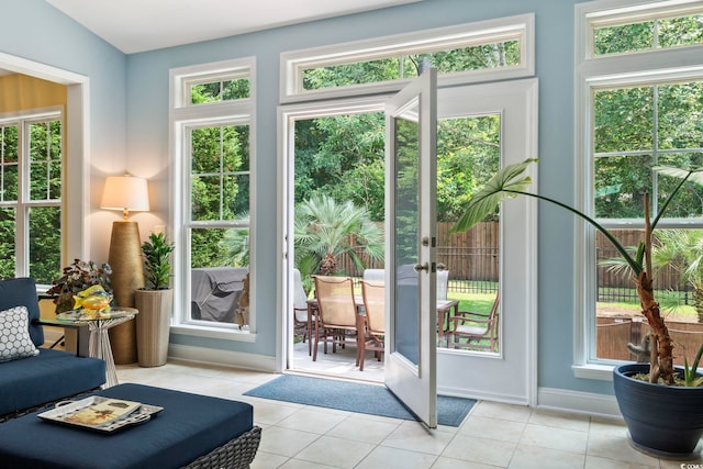 106 Cypress Creek Dr, Murrells Inlet, SC 29576 - doorway to outside with light tile patterned floors, baseboards, and french doors