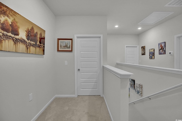 79 S Reindeer Rd, Surfside Beach, SC 29575 - hall featuring an upstairs landing, baseboards, light colored carpet, and recessed lighting