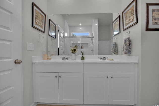 79 S Reindeer Rd, Surfside Beach, SC 29575 - full bath with double vanity and a shower with shower door