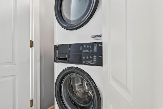 931 S Ocean Blvd, North Myrtle Beach, SC 29582 - washroom with stacked washing machine and dryer