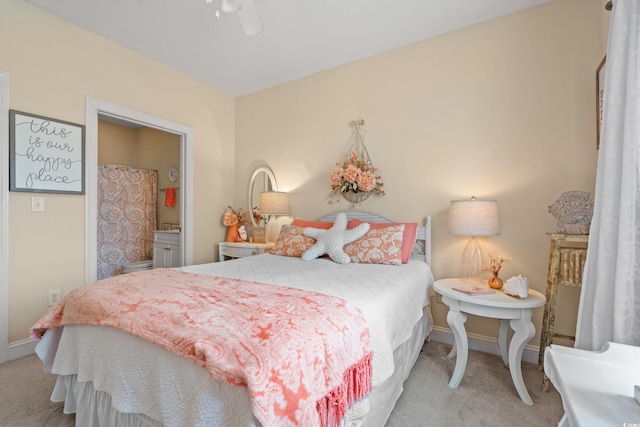 4142 Hibiscus Dr Unit 20-202, Little River, SC 29566 - carpeted bedroom featuring ensuite bath and ceiling fan