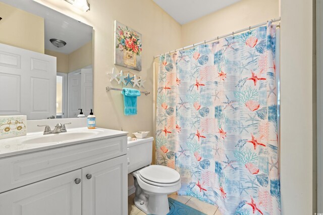 4142 Hibiscus Dr Unit 20-202, Little River, SC 29566 - full bath featuring vanity, toilet, a shower with curtain, and tile patterned floors