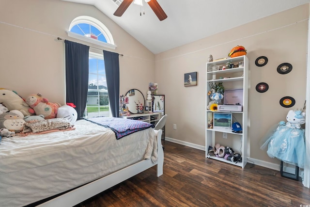 282 Foxpath Loop, Myrtle Beach, SC 29588 - bedroom featuring wood finished floors, baseboards, ceiling fan, and high vaulted ceiling