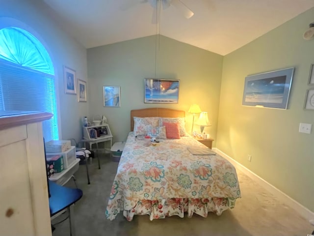 4753 Wild Iris Dr Unit 301, Myrtle Beach, SC 29577 - bedroom with carpet floors, vaulted ceiling, baseboards, and ceiling fan