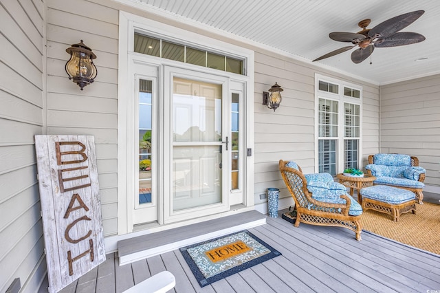 504 Sea Vista Ln, North Myrtle Beach, SC 29582 - doorway to property with ceiling fan and a porch