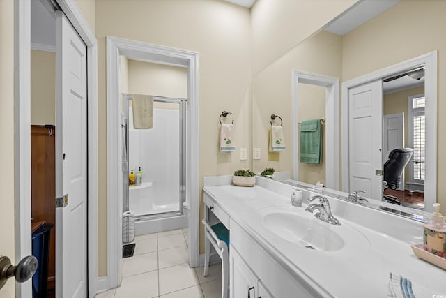 504 Sea Vista Ln, North Myrtle Beach, SC 29582 - full bathroom featuring a stall shower, vanity, tile patterned floors, and toilet