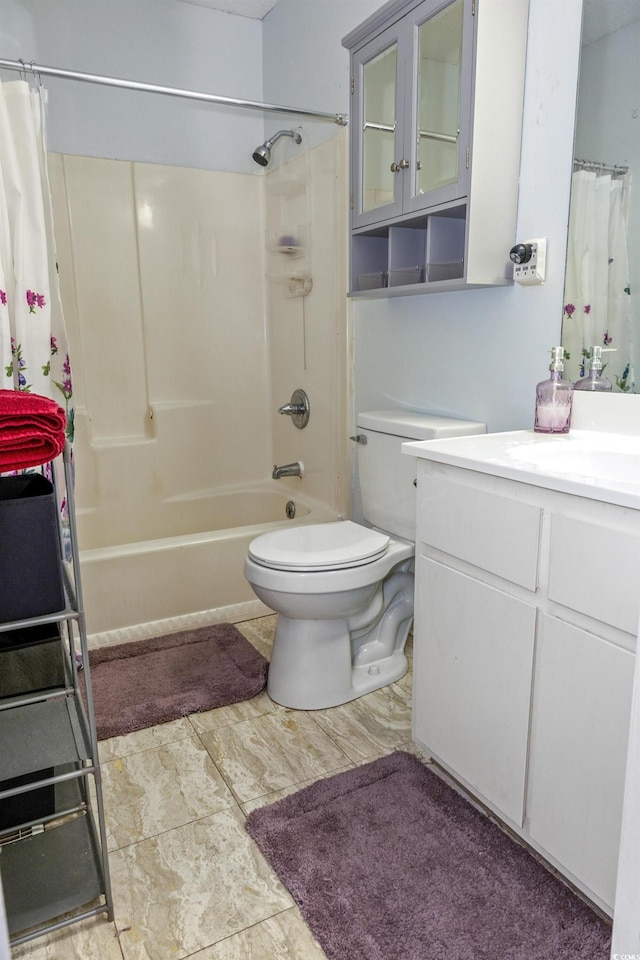 4505 N Kings Hwy # E2, Myrtle Beach, SC 29577 - bathroom featuring toilet, vanity, and shower / bath combo with shower curtain