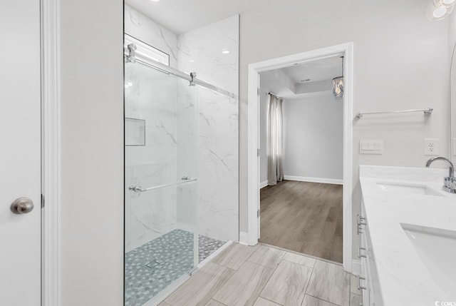 218 Calhoun Falls Dr, Myrtle Beach, SC 29579 - full bathroom with a marble finish shower and double vanity