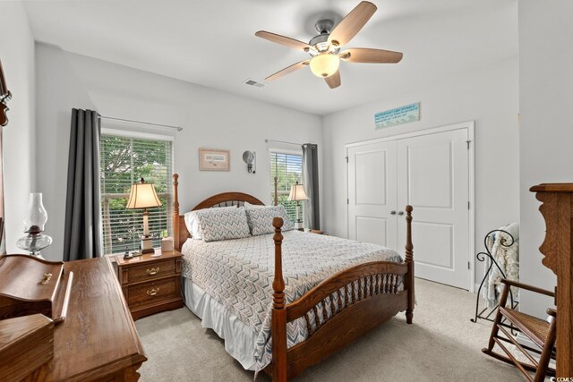 1833 Lake Egret Dr, North Myrtle Beach, SC 29582 - bedroom featuring light colored carpet and ceiling fan