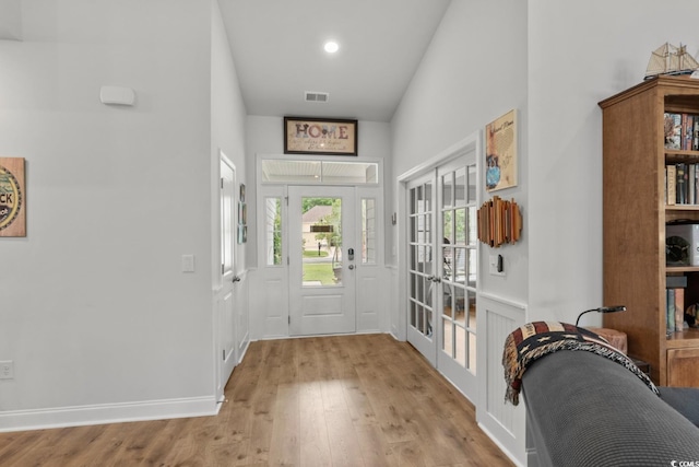 1833 Lake Egret Dr, North Myrtle Beach, SC 29582 - foyer featuring wood finished floors and french doors