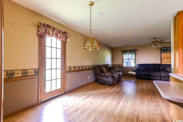 3150 Dusty Rd, Loris, SC 29569 - living room featuring wood finished floors and a ceiling fan