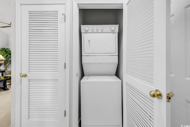 6015 Catalina Dr Unit 733, North Myrtle Beach, SC 29582 - laundry room with stacked washing machine and dryer