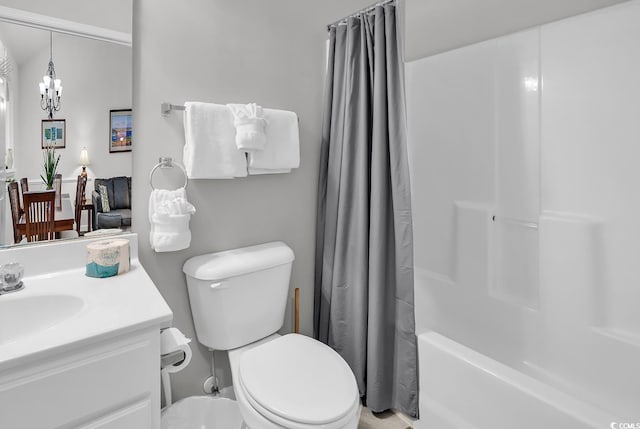 6015 Catalina Dr Unit 733, North Myrtle Beach, SC 29582 - full bath featuring vanity, a chandelier, toilet, and shower / bath combo