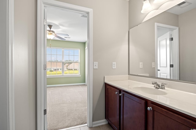 121 Parmelee Dr Unit D, Murrells Inlet, SC 29576 - bathroom with vanity, baseboards, and ceiling fan