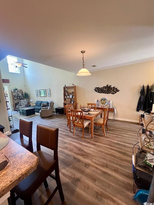 1048 Fairway Ln Unit 1048, Conway, SC 29526 - dining room featuring wood finished floors, baseboards, and a ceiling fan