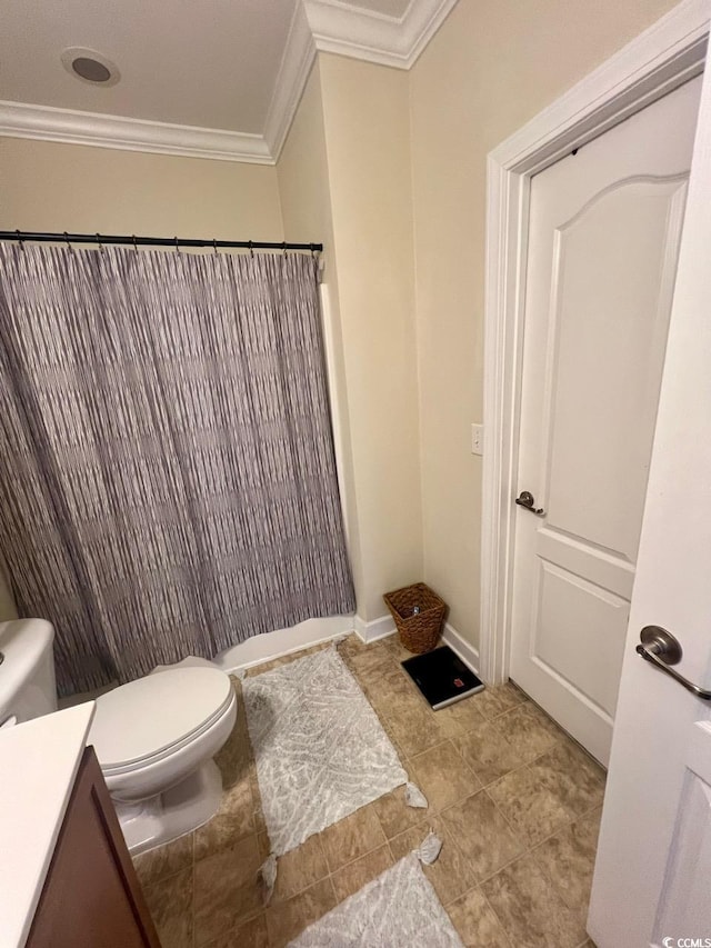 1048 Fairway Ln Unit 1048, Conway, SC 29526 - bathroom featuring toilet, ornamental molding, vanity, and curtained shower