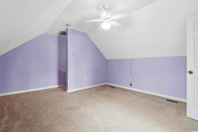 2384 Covington Dr, Myrtle Beach, SC 29579 - additional living space with carpet, lofted ceiling, baseboards, and ceiling fan
