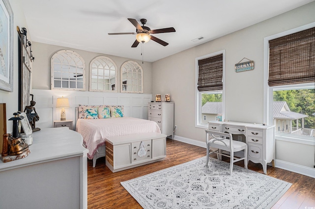 58 Fathom Ln, Murrells Inlet, SC 29576 - bedroom with wood finished floors, baseboards, and ceiling fan