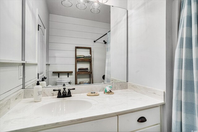 58 Fathom Ln, Murrells Inlet, SC 29576 - bathroom with vanity and a shower with shower curtain