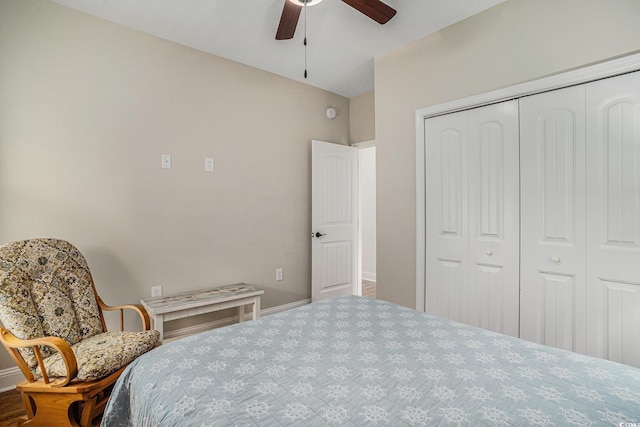 58 Fathom Ln, Murrells Inlet, SC 29576 - bedroom featuring a closet, baseboards, and ceiling fan