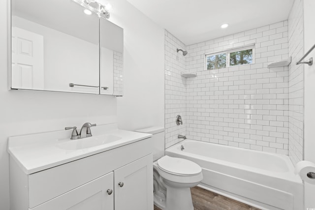 1004 Georgetown St, Marion, SC 29571 - full bathroom with vanity, toilet, shower / bath combination, and wood finished floors