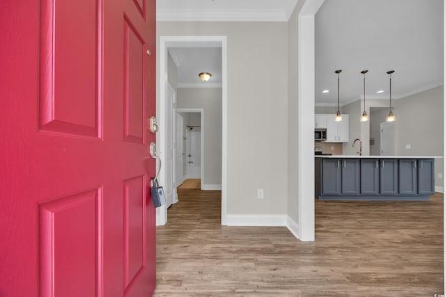 2080 Silver Island Way, Murrells Inlet, SC 29576 - foyer with wood finished floors, baseboards, ornamental molding, and recessed lighting