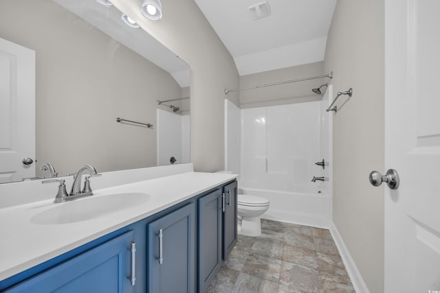 2080 Silver Island Way, Murrells Inlet, SC 29576 - bathroom with vanity, toilet, bathing tub / shower combination, stone finish flooring, and baseboards
