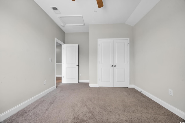 2080 Silver Island Way, Murrells Inlet, SC 29576 - unfurnished bedroom featuring attic access, carpet flooring, a closet, baseboards, and ceiling fan