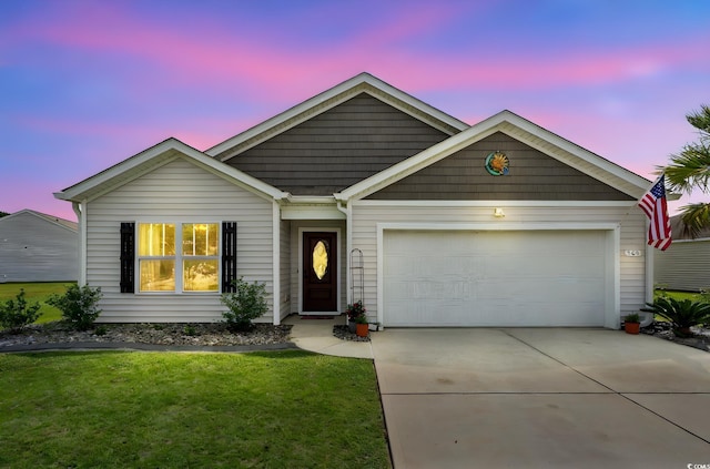568 Mossbank Loop, Longs, SC 29568 - ranch-style home with concrete driveway, an attached garage, and a lawn