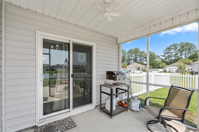 568 Mossbank Loop, Longs, SC 29568 - sunroom featuring a ceiling fan and a residential view