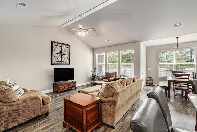 1741 Parish Way, Myrtle Beach, SC 29577 - living room with dark wood-style flooring, baseboards, and ceiling fan
