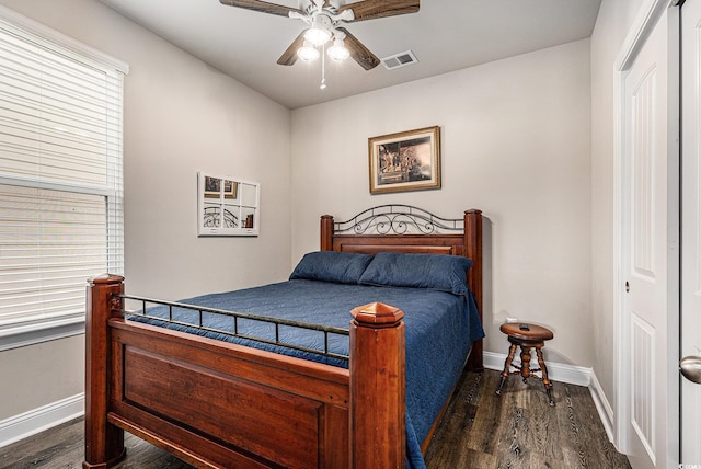 1741 Parish Way, Myrtle Beach, SC 29577 - bedroom with dark wood-style flooring, baseboards, and ceiling fan
