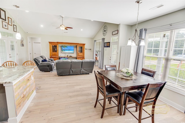 1013 Happy Ln, Galivants Ferry, SC 29544 - dining room with lofted ceiling, healthy amount of natural light, ceiling fan, light wood finished floors, and recessed lighting