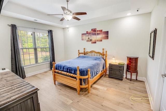 1013 Happy Ln, Galivants Ferry, SC 29544 - bedroom with baseboards, light wood finished floors, recessed lighting, and a ceiling fan