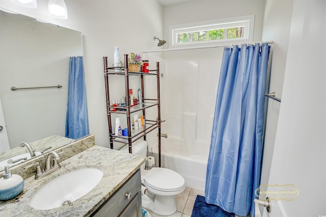 1013 Happy Ln, Galivants Ferry, SC 29544 - bathroom with shower / bath combo, toilet, vanity, and tile patterned flooring