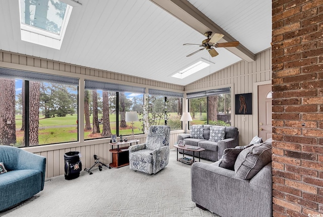 1880 Plantation Dr, Myrtle Beach, SC 29577 - sunroom with a skylight, ceiling fan, and outdoor lounge area