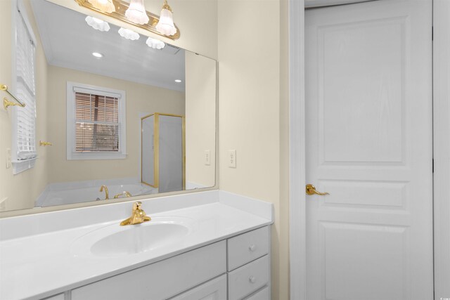 141 Cayman Loop, Pawleys Island, SC 29585 - full bathroom with vanity, a bath, and a stall shower