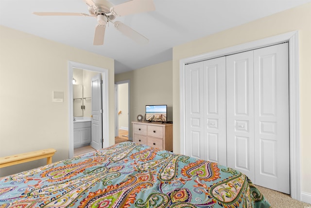 141 Cayman Loop, Pawleys Island, SC 29585 - bedroom featuring a closet, ceiling fan, baseboards, and connected bathroom