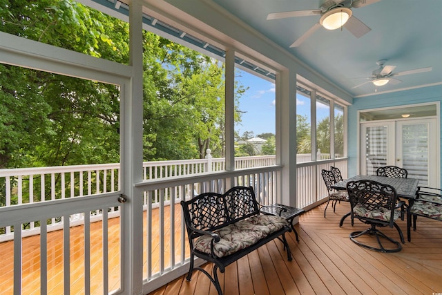141 Cayman Loop, Pawleys Island, SC 29585 - sunroom featuring ceiling fan and outdoor dining area