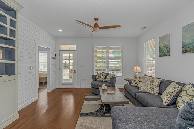 4600 Murrells Inlet Rd, Murrells Inlet, SC 29576 - living room with wood finished floors, ceiling fan, and recessed lighting