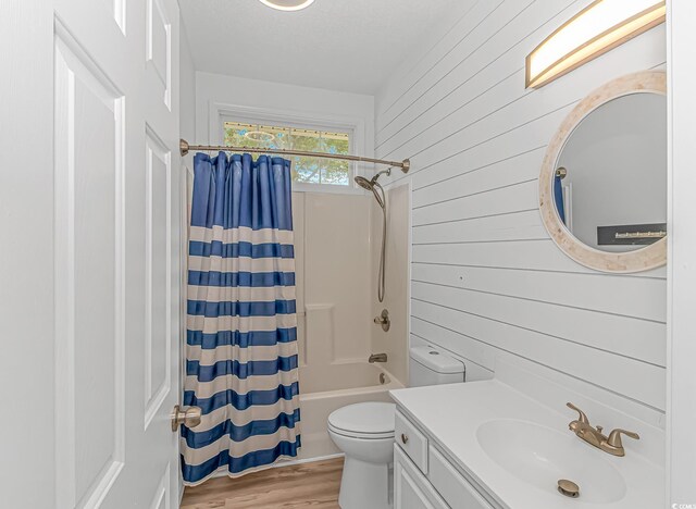 4600 Murrells Inlet Rd, Murrells Inlet, SC 29576 - full bath with wood walls, shower / bath combo, wood finished floors, and vanity