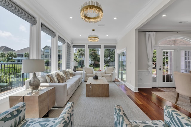 1619 Eastover Ln, North Myrtle Beach, SC 29582 - sunroom / solarium with a chandelier and french doors