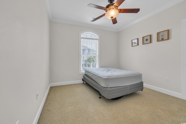1619 Eastover Ln, North Myrtle Beach, SC 29582 - bedroom featuring ornamental molding, carpet, baseboards, and a ceiling fan