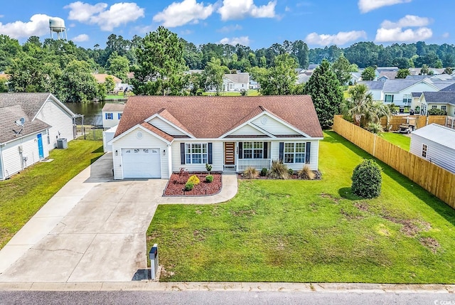 5031 Medieval Dr, Conway, SC 29526 - single story home with driveway, a porch, a garage, a residential view, and a shingled roof