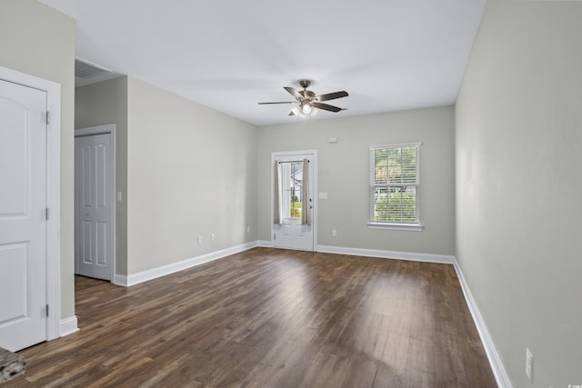 104 Browns Hollow Ct, Loris, SC 29569 - empty room with ceiling fan and dark wood-type flooring
