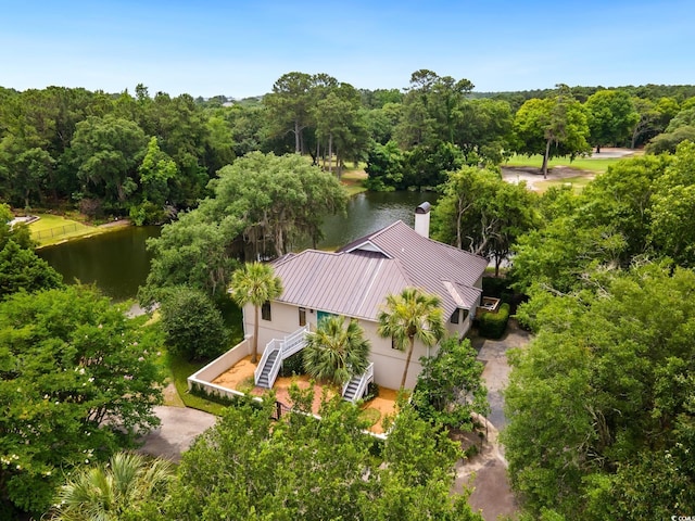 95 Sanderling Ave, Georgetown, SC 29440 - view from above of property with a nearby body of water and a forest