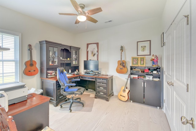 631 Rycola Cir, Surfside Beach, SC 29575 - home office featuring ceiling fan and light wood-style floors