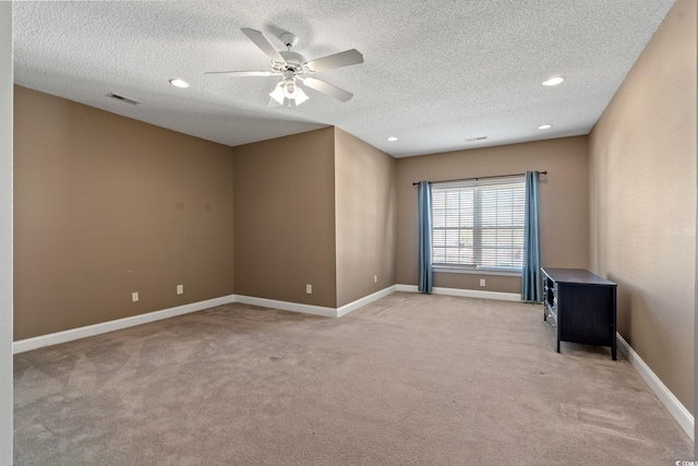 4378 Willoughby Ln Unit 4378, Myrtle Beach, SC 29577 - empty room with light carpet, a textured ceiling, a ceiling fan, and recessed lighting